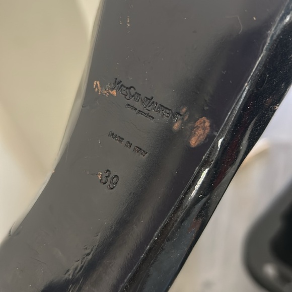 Yves Saint Laurent Glossy Black Blue Tribute Platform Heels 39 - Picture 4 of 9